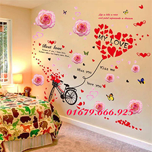 COMBO XE ĐẠP TRÁI TIM ĐỎ HOA HỒNG RỜI