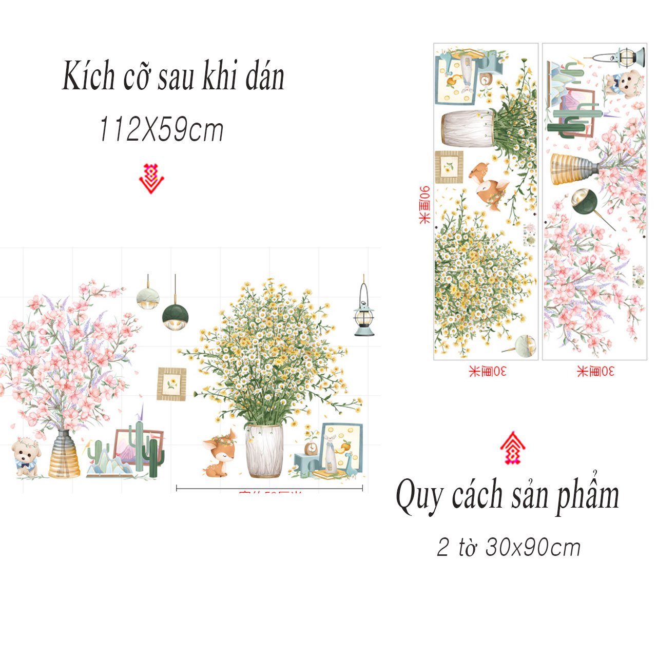 2 BÌNH HOA VẼ TO