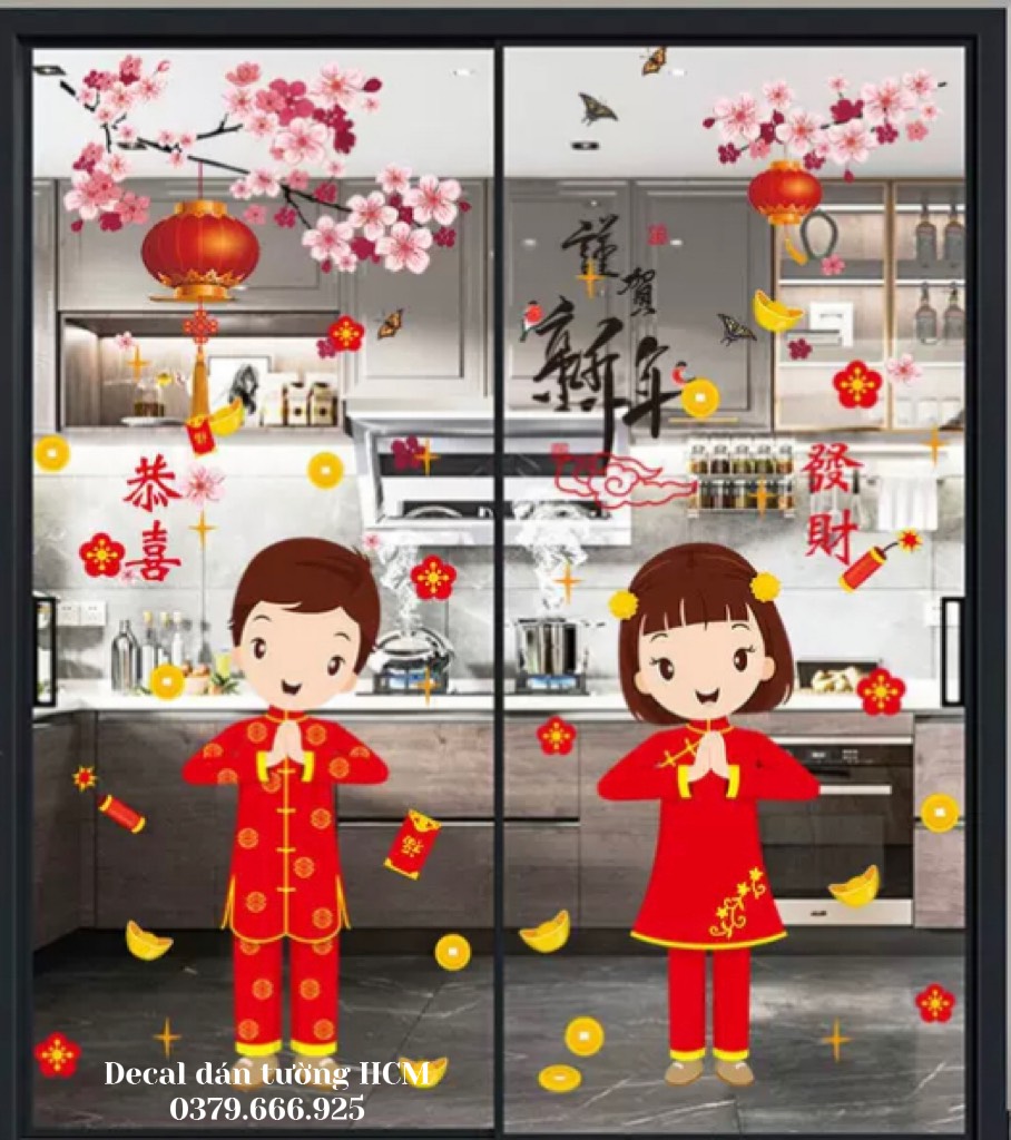 COMBO 2 BÉ ĐỨNG LỒNG ĐÈN CÀNH ĐÀO