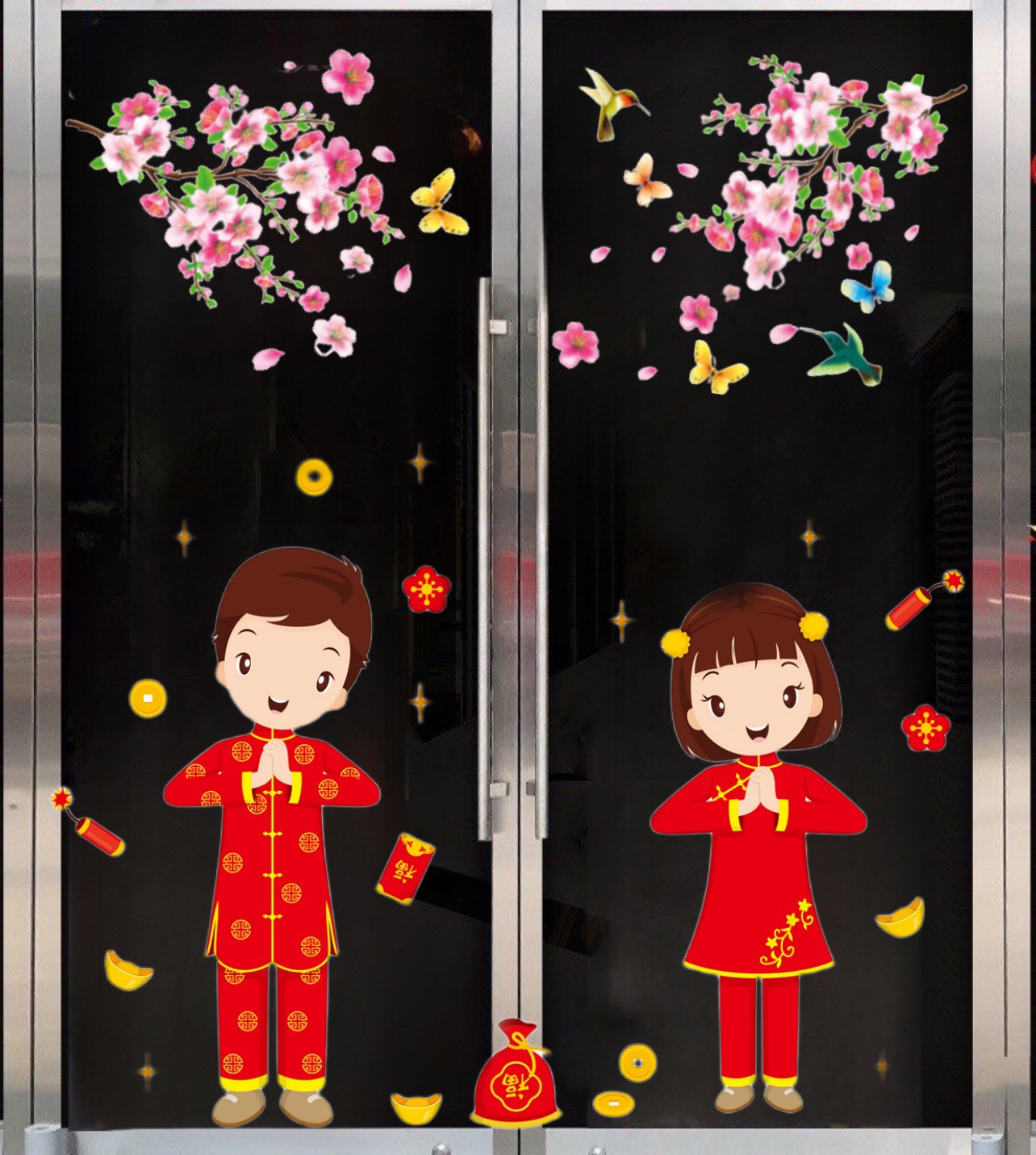 COMBO 2 BÉ ĐỨNG CÀNH ĐÀO ĐẸP