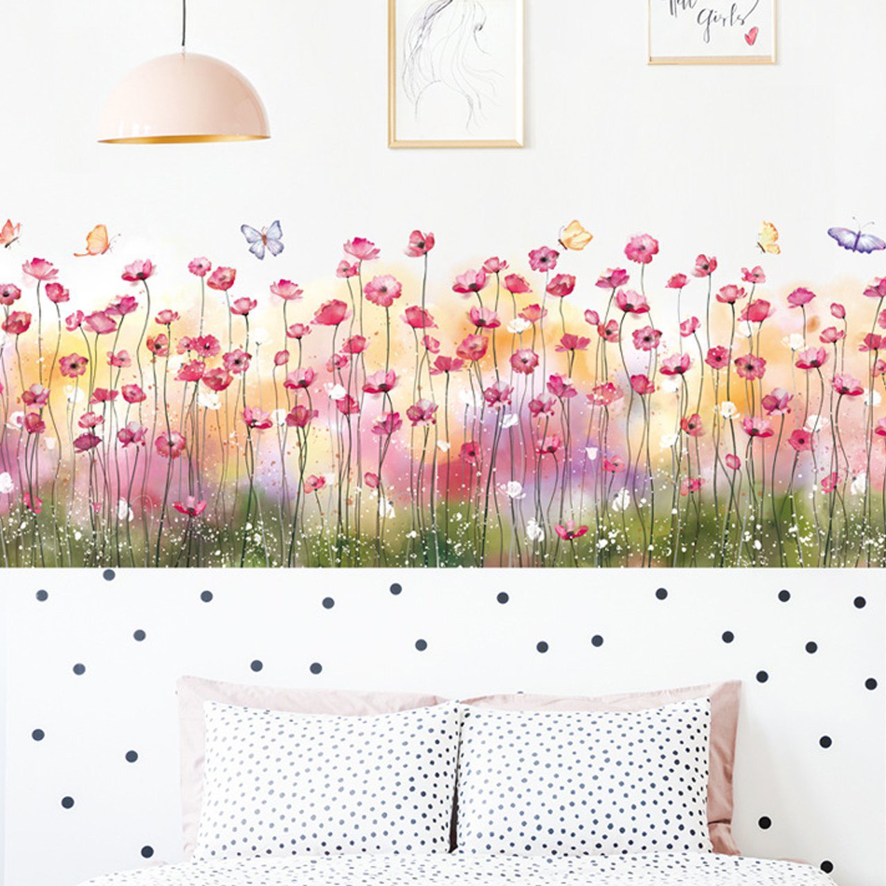 CHÂN TƯỜNG HOA BƯỚM ĐỎ HỒNG 2