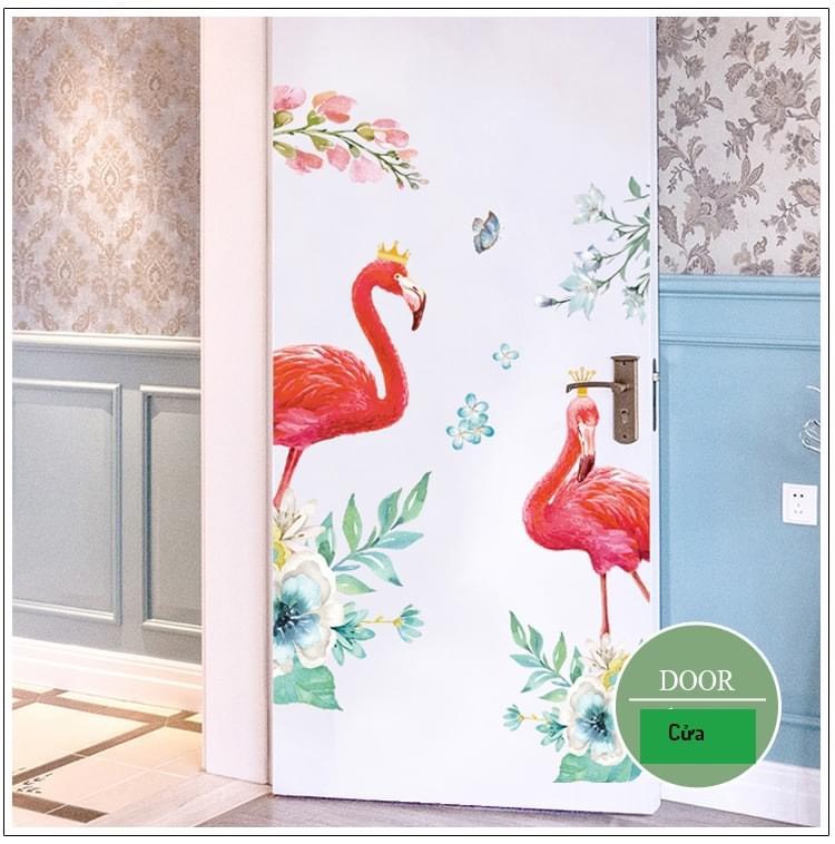 DÁN CỬA 2 HẠC ĐỎ